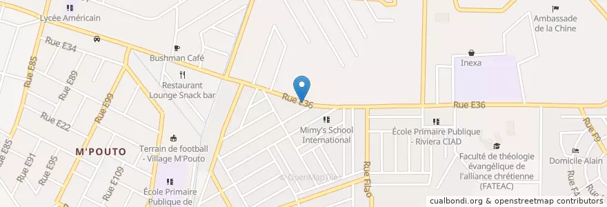 Mapa de ubicacion de Aliyha en 科特迪瓦, 阿比让, Cocody.