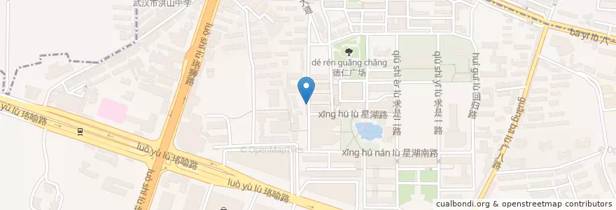 Mapa de ubicacion de 美食小站 en الصين, خوبي, ووهان, 洪山区, 珞南街道.