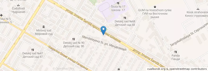 Mapa de ubicacion de Стоматология 1 en روسيا, منطقة شمال القوقاز الفيدرالية, Дагестан, Городской Округ Махачкала.