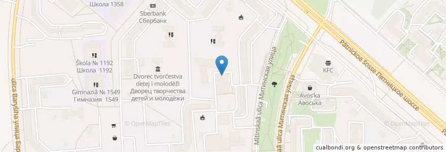 Mapa de ubicacion de Белый Клык en Rusland, Centraal Federaal District, Moskou, Северо-Западный Административный Округ, Район Митино.