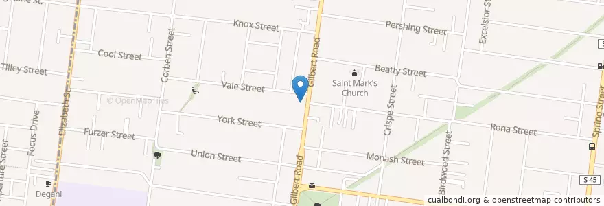 Mapa de ubicacion de Manara Pizza House en Avustralya, Victoria, City Of Darebin.