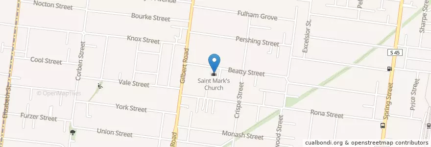 Mapa de ubicacion de St Mark's Anglican Church en Avustralya, Victoria, City Of Darebin.