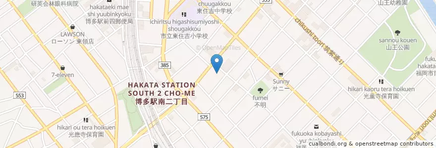 Mapa de ubicacion de 巨大とんかつ en Japão, 福岡県, 福岡市, 博多区.