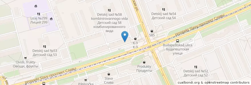 Mapa de ubicacion de Оллис Клаб en Russie, District Fédéral Du Nord-Ouest, Oblast De Léningrad, Saint-Pétersbourg, Фрунзенский Район, Георгиевский Округ.