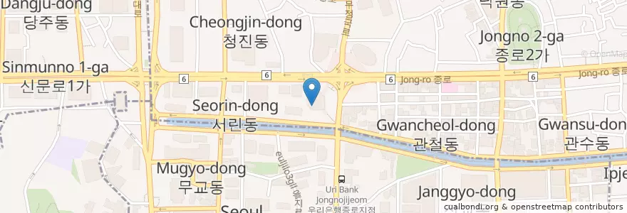Mapa de ubicacion de 스타벅스 영풍문고점 en Corée Du Sud, Séoul, 종로1·2·3·4가동.