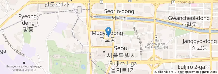 Mapa de ubicacion de 우리은행 무교지점 en Corea Del Sur, Seúl, 명동.
