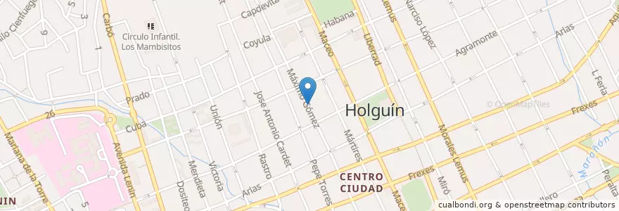 Mapa de ubicacion de Policlínico Máximo Gómez en Cuba, Holguín, Holguín.