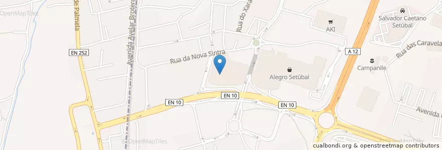 Mapa de ubicacion de CinemaCity Alegro Setúbal en ポルトガル, Área Metropolitana De Lisboa, Setúbal, Península De Setúbal, Setúbal, São Sebastião, Setúbal.