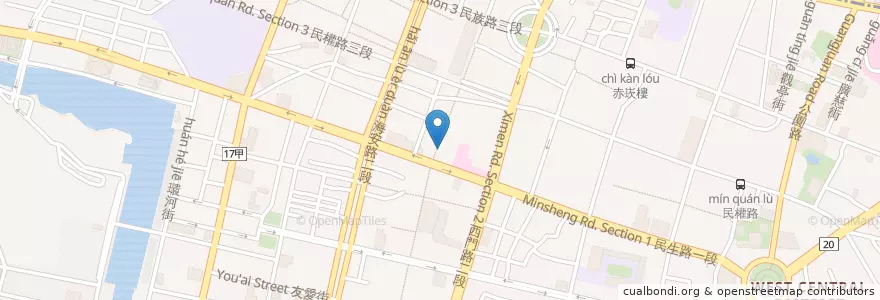 Mapa de ubicacion de 金八寶圓仔冰 en 臺灣, 臺南市, 中西區.