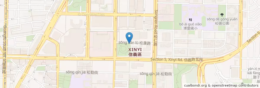 Mapa de ubicacion de 信義廣場地下停車場 en تايوان, تايبيه الجديدة, تايبيه, 信義區.