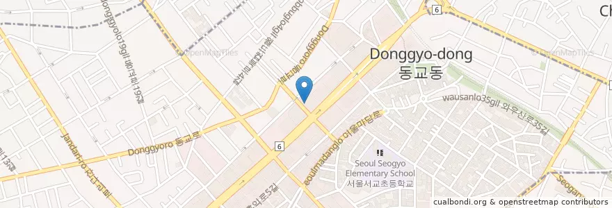 Mapa de ubicacion de CGV 홍익 en 대한민국, 서울, 마포구, 서교동.
