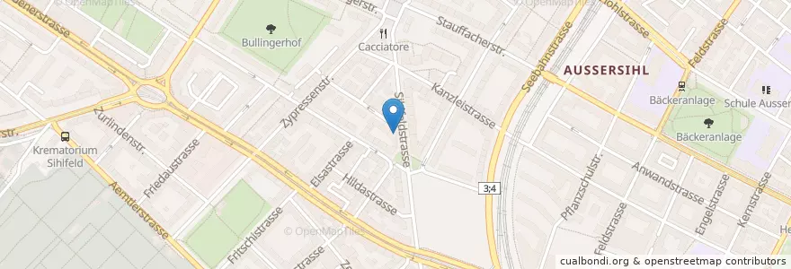 Mapa de ubicacion de Café Bar Orion en Schweiz/Suisse/Svizzera/Svizra, Zürich, Bezirk Zürich, Zürich.