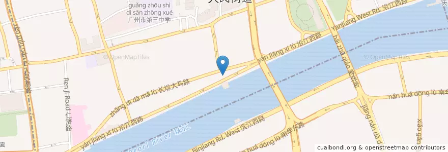 Mapa de ubicacion de 广州少年儿童图书馆 en 중국, 광둥성, 광저우시, 越秀区, 人民街道.