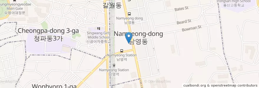 Mapa de ubicacion de 정상운 참치 en Corée Du Sud, Séoul, 용산구.