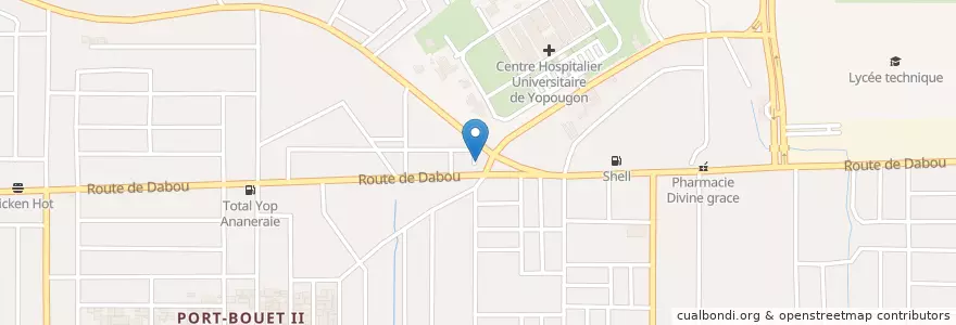 Mapa de ubicacion de Église CMA de Port-Bouët II en ساحل عاج, آبیجان, Yopougon.