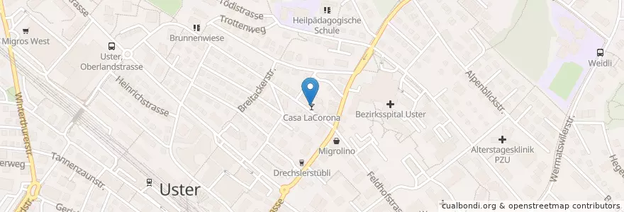 Mapa de ubicacion de Casa LaCorona en 스위스, 취리히, Bezirk Uster, Uster.