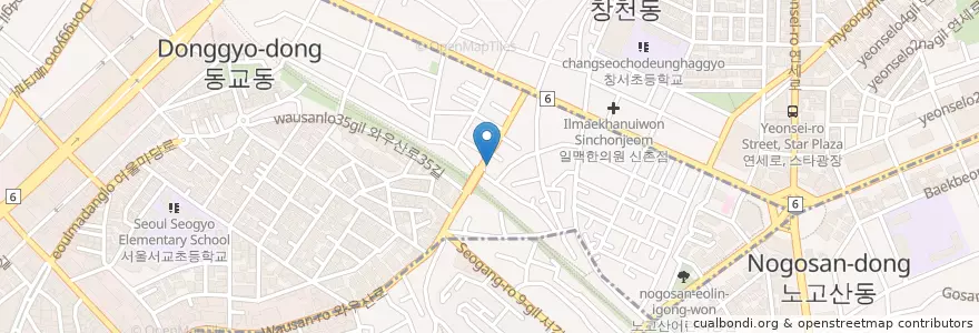 Mapa de ubicacion de 아메노히커피점 en کره جنوبی, سئول, 마포구, 서교동.