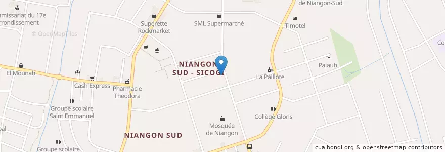 Mapa de ubicacion de Ornela en Costa D'Avorio, Abidjan, Yopougon.