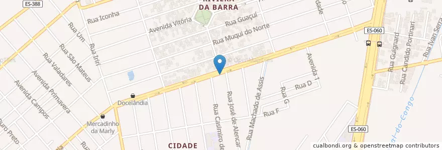Mapa de ubicacion de Bar do Zé Mineiro en 巴西, 东南部, 圣埃斯皮里图, Região Geográfica Intermediária De Vitória, Região Metropolitana Da Grande Vitória, 韦利亚镇, Microrregião Vitória.