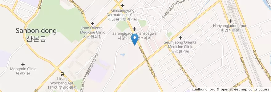 Mapa de ubicacion de 신한은행 en Corea Del Sud, Gyeonggi, 군포시, 산본2동.