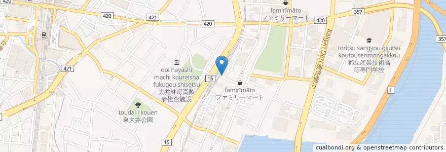 Mapa de ubicacion de 餃子の屋台 en 일본, 도쿄도, 品川区.