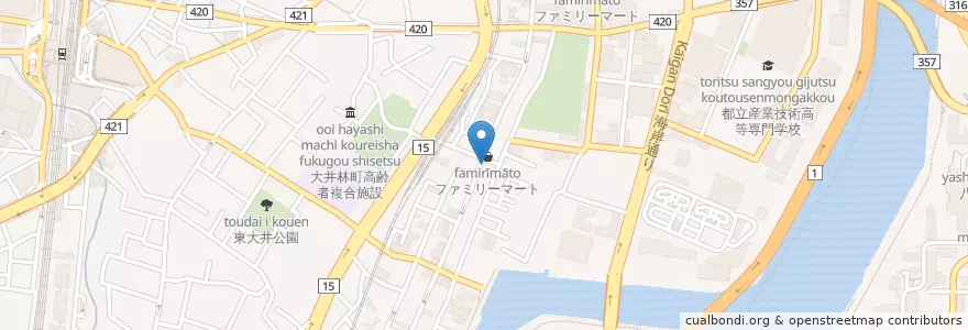 Mapa de ubicacion de 横浜家系らーめん en Japan, 東京都, 品川区.
