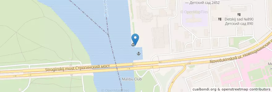Mapa de ubicacion de River Club Moscow en Rusia, Distrito Federal Central, Москва, Северо-Западный Административный Округ, Район Щукино.
