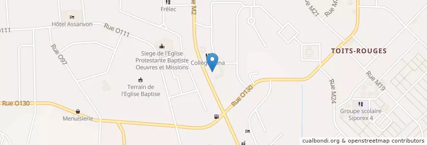 Mapa de ubicacion de Colleges Les phalenes en Fildişi Sahili, Abican, Yopougon.
