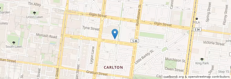 Mapa de ubicacion de Carlton Wine Room en Australien, Victoria, City Of Melbourne.