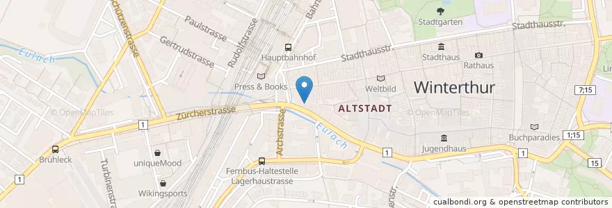 Mapa de ubicacion de Gemeinschaftspraxis Alkyon en Schweiz/Suisse/Svizzera/Svizra, Zürich, Bezirk Winterthur, Winterthur.