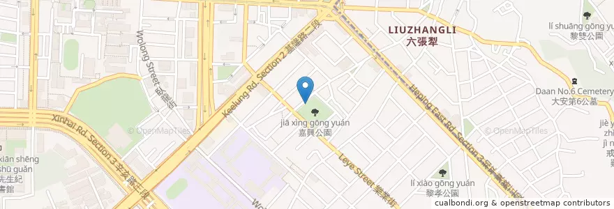 Mapa de ubicacion de 嘉興公園地下停車場入口 en Taiwan, 新北市, Taipei, 大安區.
