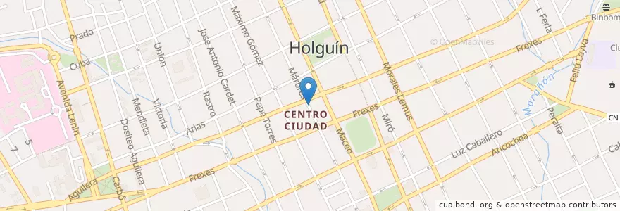 Mapa de ubicacion de Wiros Pizza en キューバ, Holguín, Holguín.
