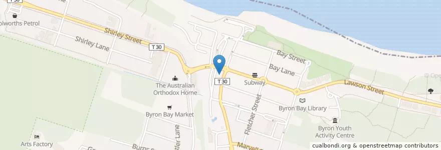 Mapa de ubicacion de Main Street Burger Bar en Australia, New South Wales, Byron Shire Council.