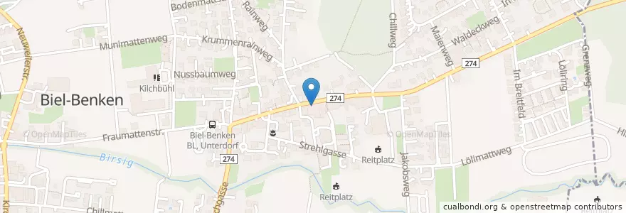 Mapa de ubicacion de Bring und Hol Bücher en Suiza, Basilea-Campiña, Bezirk Arlesheim, Biel-Benken.