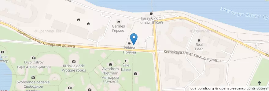 Mapa de ubicacion de Teremok en Russia, Northwestern Federal District, Leningrad Oblast, Saint Petersburg, Petrogradsky District, Округ Чкаловское.