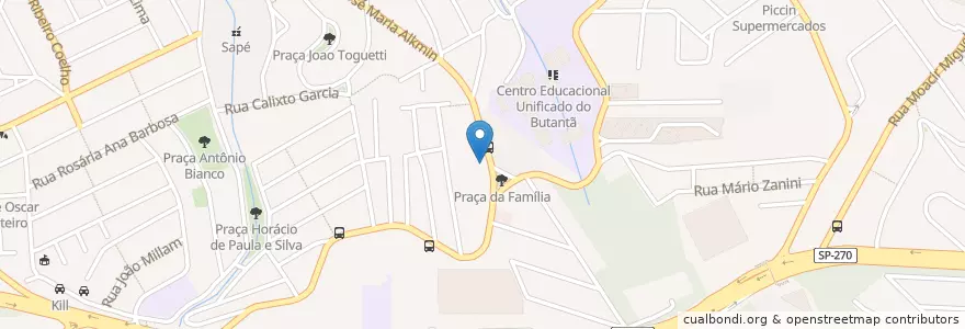 Mapa de ubicacion de A Igreja de Jesus Cristo dos Santos dos Últimos Dias en 브라질, 남동지방, 상파울루, Região Geográfica Intermediária De São Paulo, Região Metropolitana De São Paulo, Região Imediata De São Paulo, 상파울루.