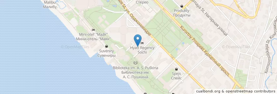 Mapa de ubicacion de Маринад en Russie, District Fédéral Du Sud, Kraï De Krasnodar, Городской Округ Сочи.