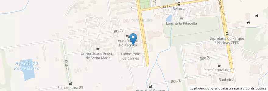 Mapa de ubicacion de Biblioteca do Colégio Politécnico en 브라질, 남부지방, 히우그란지두술, Região Geográfica Intermediária De Santa Maria, Região Geográfica Imediata De Santa Maria, Santa Maria.