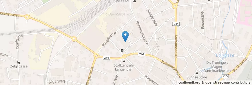 Mapa de ubicacion de Eurokey WC Migros Aare en Schweiz/Suisse/Svizzera/Svizra, Bern/Berne, Verwaltungsregion Emmental-Oberaargau, Verwaltungskreis Oberaargau, Langenthal.