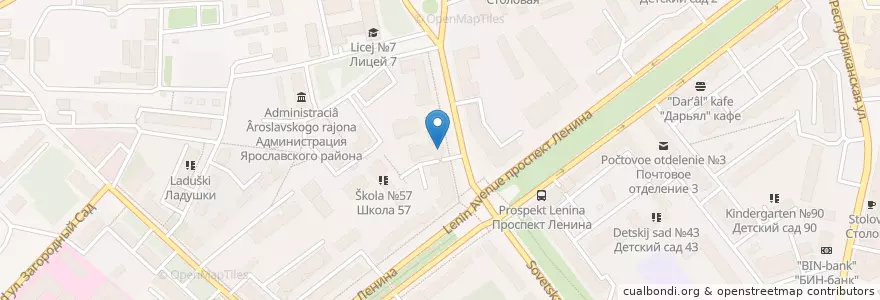 Mapa de ubicacion de БайкалИнвестБанк en Rusia, Distrito Federal Central, Óblast De Yaroslavl, Ярославский Район, Городской Округ Ярославль.