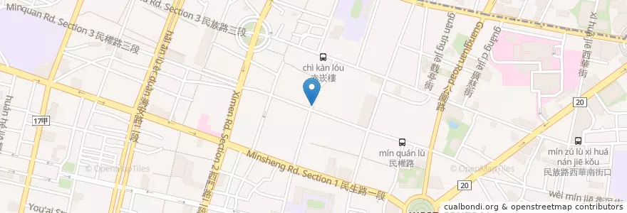 Mapa de ubicacion de 佐鶴堂霜淇淋 en 臺灣, 臺南市, 中西區.