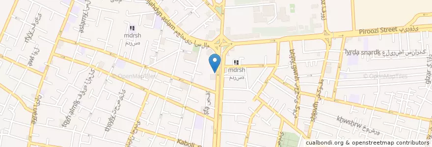 Mapa de ubicacion de Aftabgardan Pizza en Iran, Tehran Province, Tehran County, Tehran, بخش مرکزی شهرستان تهران.