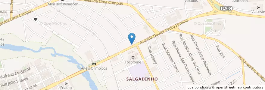 Mapa de ubicacion de Igreja Evangélica Batista no Salgadinho en ブラジル, 北東部地域, パライバ, Região Metropolitana De Patos, Região Geográfica Intermediária De Patos, Região Geográfica Imediata De Patos, Patos.
