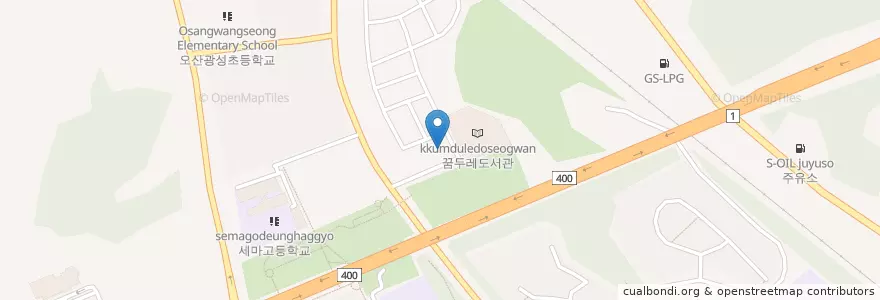 Mapa de ubicacion de 꿈두레 도서관 en 韩国/南韓, 京畿道, 烏山市.