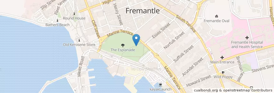Mapa de ubicacion de Carriage Café en Australië, West-Australië, City Of Fremantle.