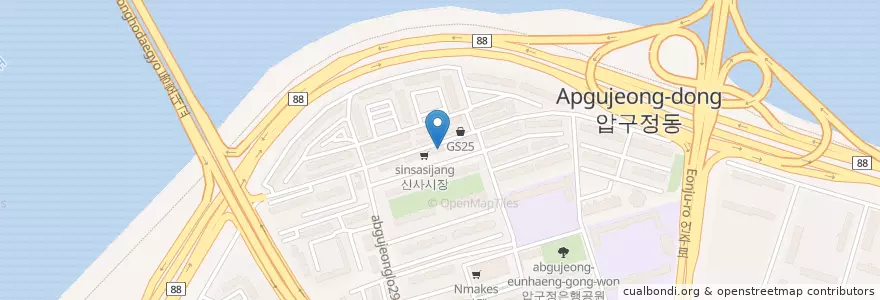 Mapa de ubicacion de BHC치킨 압구정점 en Corea Del Sud, Seul, 강남구, 압구정동.