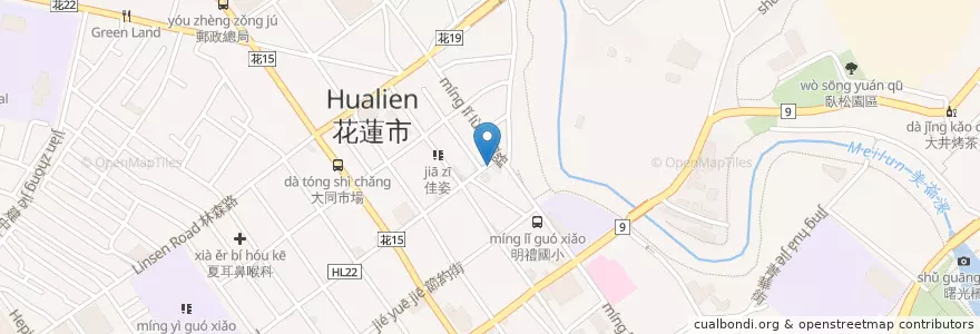 Mapa de ubicacion de 老時光 en تايوان, مقاطعة تايوان, هوالين, 花蓮市.