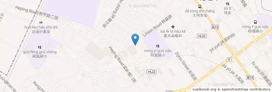 Mapa de ubicacion de 韓式餐廳 en Taiwán, Provincia De Taiwán, Condado De Hualien, 花蓮市.