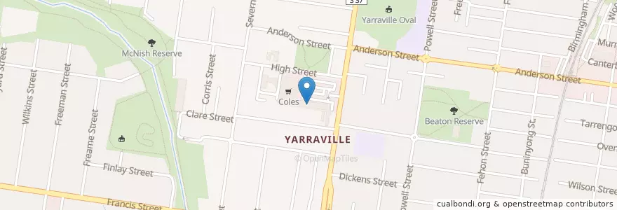 Mapa de ubicacion de Yarraville Square Pharmacy en Австралия, Виктория, City Of Maribyrnong.