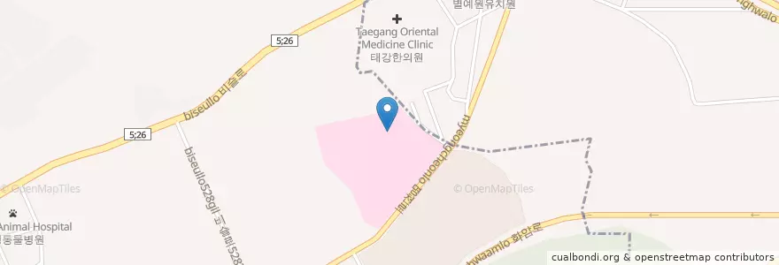 Mapa de ubicacion de 대구정신병원 en 대한민국, 대구, 달성군, 화원읍.
